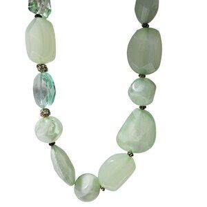 Boho Chic Chunky Green Acrylic Glass Beaded Necklace Statement Fashion Jewelry